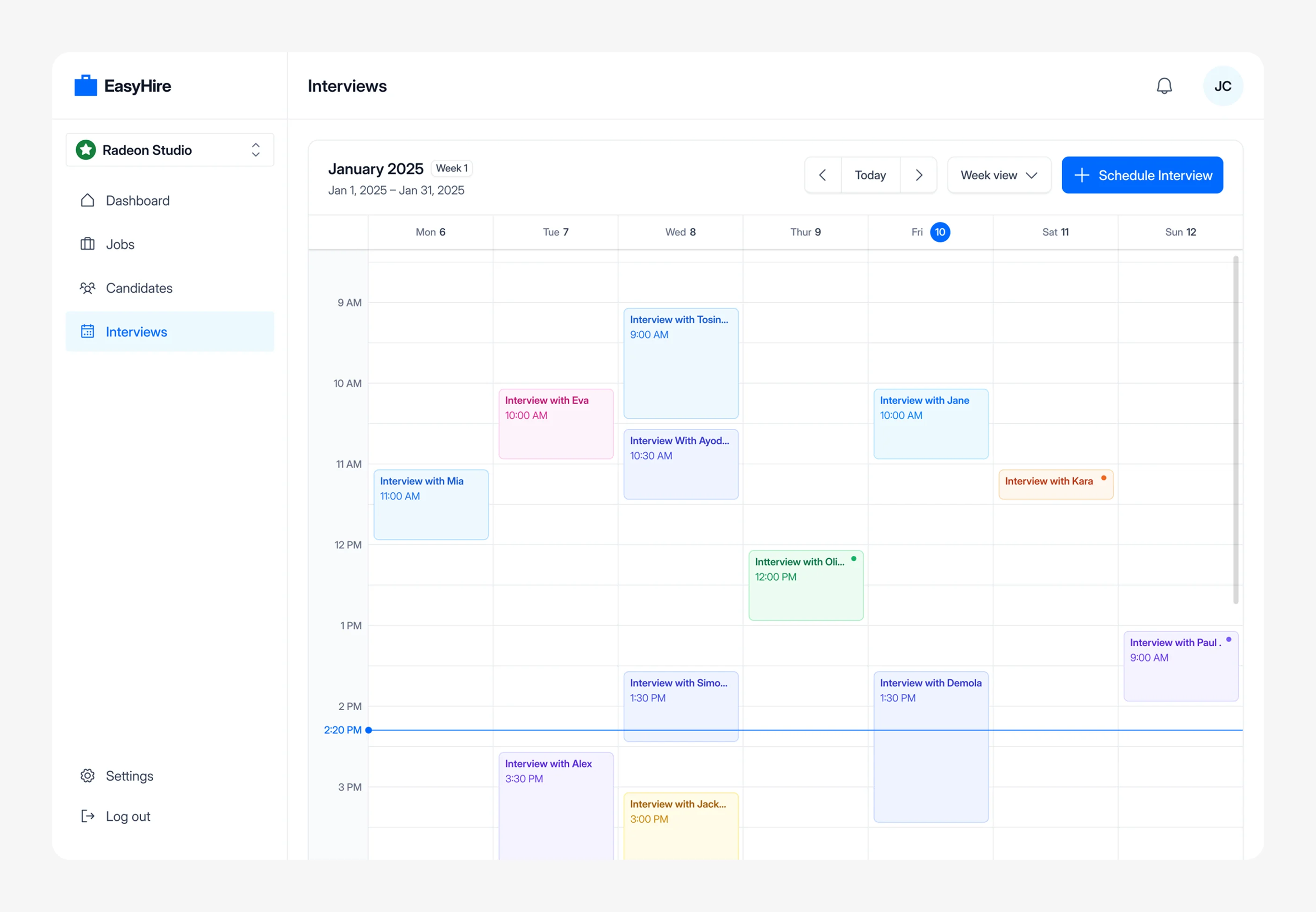 Calendar-based interview scheduling tool